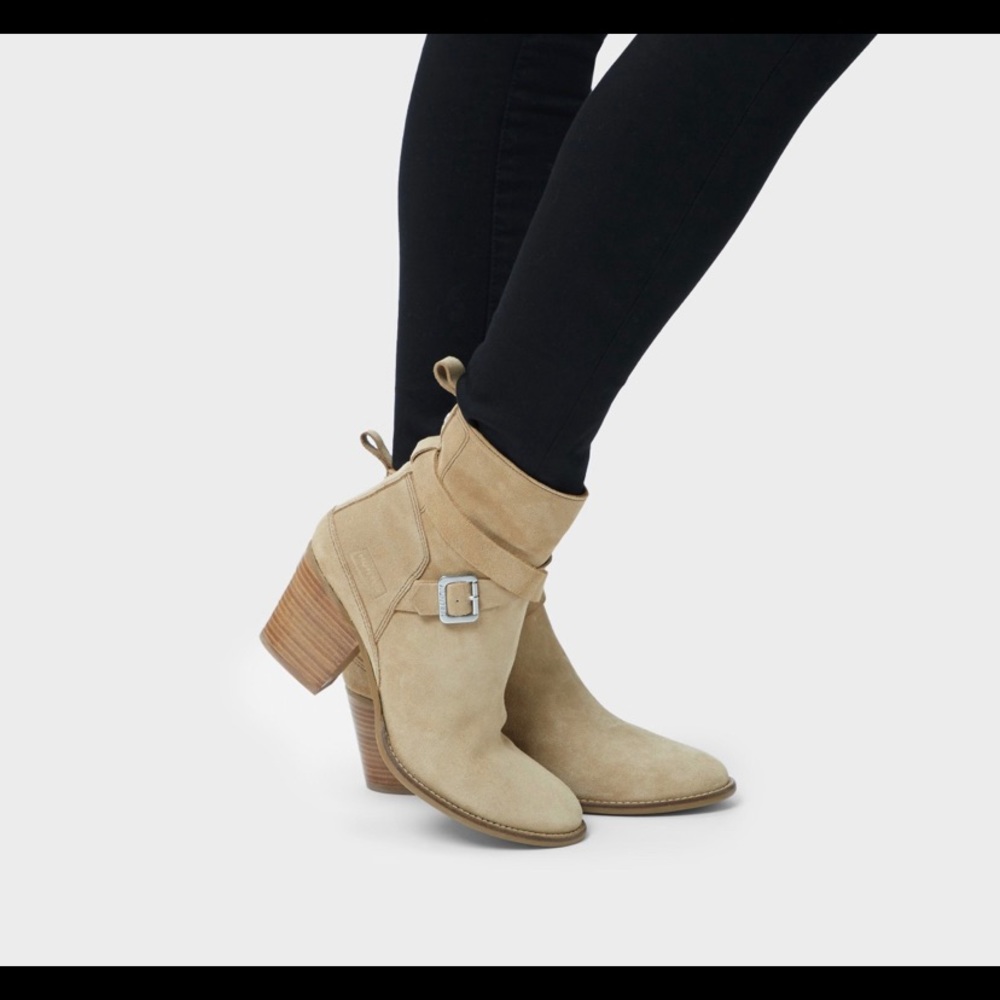 HUNTER WOMEN REFINED STRAP BOOTS SUEDE SIZE 9 1/2